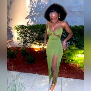 Oh Polly Olive Green Maxi Dress